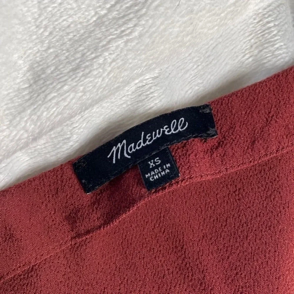 Madewell Novel Burgundy Viscose Blend V Neck Short Sleeve‎ Casual Dress XS